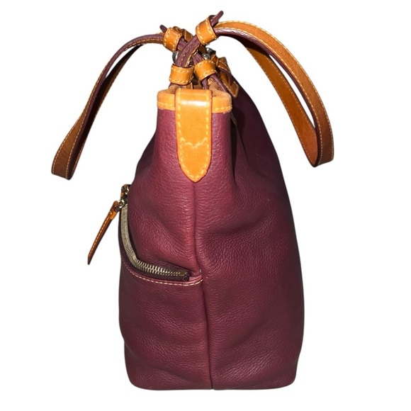 EUC Dooney & Bourke Pebble Grain Leather Convertible Shopper Tote Bag Eggplant - Picture 2 of 11